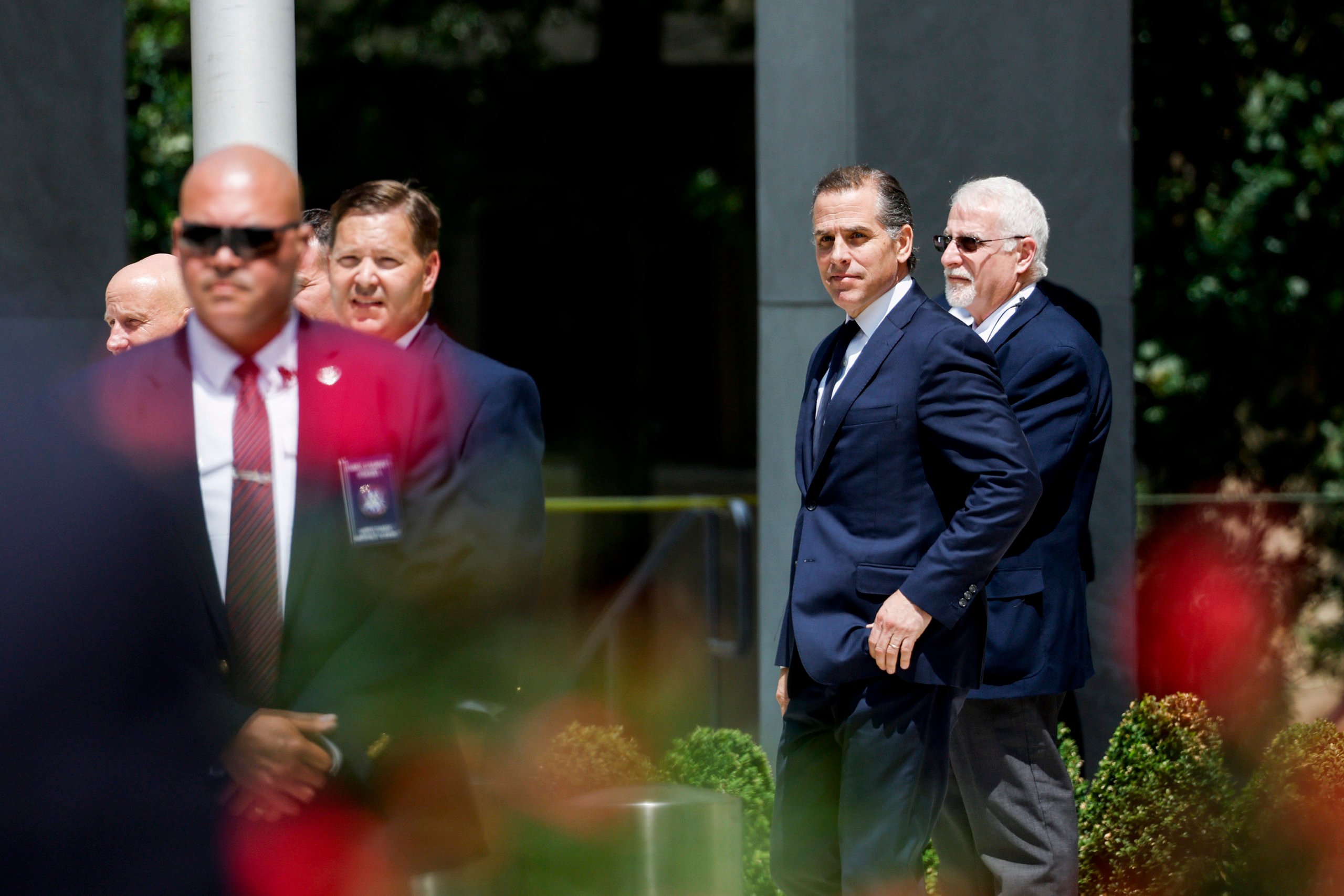 WILMINGTON, DELAWARE - JULY 26: Hunter Biden, son of U.S. President Joe Biden, departs to the J. Caleb Boggs Federal Building on July 26, 2023 in Wilmington, Delaware. (Anna Moneymaker/Getty Images)
